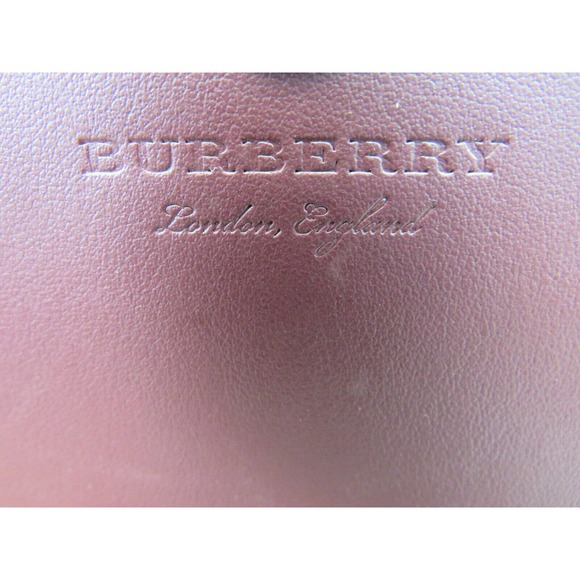 $910 BURBERRY HAMPSHIRE BURGUNDY LEATHER HOUSE CHECK SMALL CROSSBODY CLUTCH BAG - Picture 3 of 12